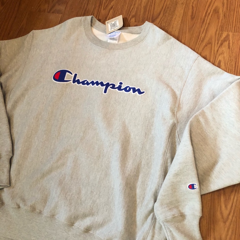 Champion Reverse Weave Crewneck Sweatshirt Gray - Picture 2 of 3